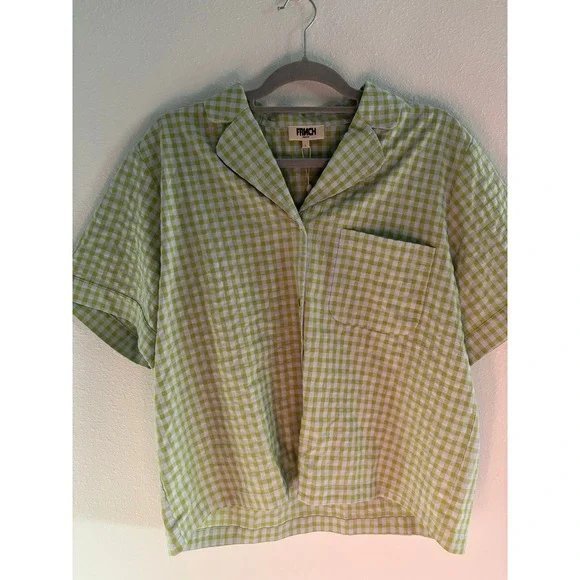 FRNCH Paris Top Bundle Womens Large Pink Green Cotton Boxy Cropped Oversized NWT - Picture 2 of 7